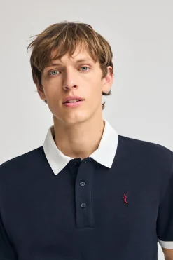 Polo azul marino Dareh de manga corta y bordado Rigby Go