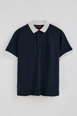 Polo azul marino Dareh de manga corta y bordado Rigby Go