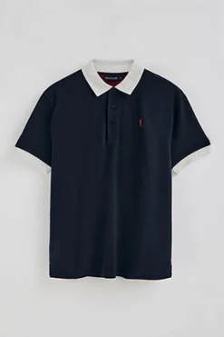 Polo azul marino Dareh de manga corta y bordado Rigby Go