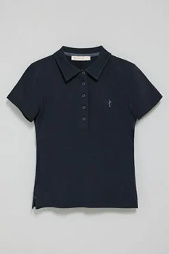 Polo azul marino de manga corta de algodón y bordado Rigby Best