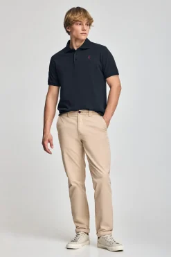 Polo azul marino de manga corta y tres botones con logo bordado Rigby Go