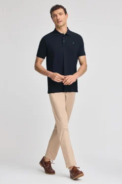 Polo azul marino de piqué de manga corta y bordado Rigby Best