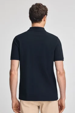Polo azul marino de piqué de manga corta y bordado Rigby Best