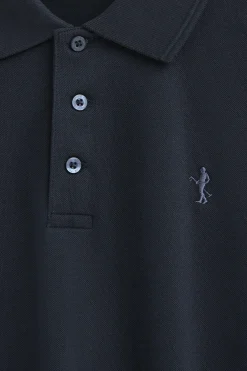 Polo azul marino de piqué de manga corta y bordado Rigby Best