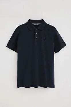 Polo azul marino de piqué de manga corta y bordado Rigby Best