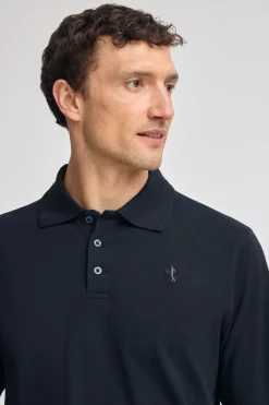 Polo azul marino de piqué de manga larga y bordado Rigby Best
