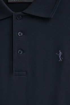 Polo azul marino de piqué de manga larga y bordado Rigby Best