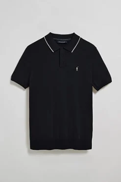 Polo azul marino de punto con botones y bordado Rigby Go