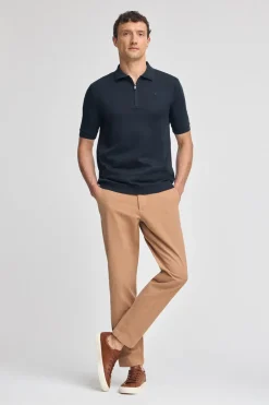 Polo azul marino Esko con cremallera y monograma bordado