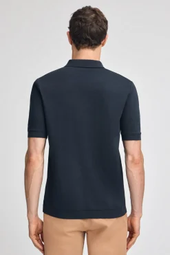 Polo azul marino Esko con cremallera y monograma bordado