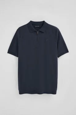 Polo azul marino Esko con cremallera y monograma bordado