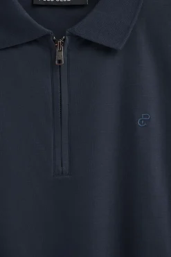 Polo azul marino Esko con cremallera y monograma bordado