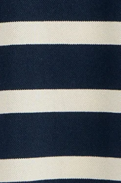 Polo azul marino Genova de rayas con monograma bordado