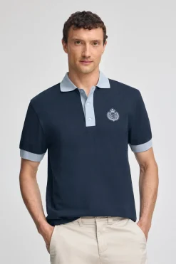 Polo azul marino Morfeo de manga corta con detalle náutico