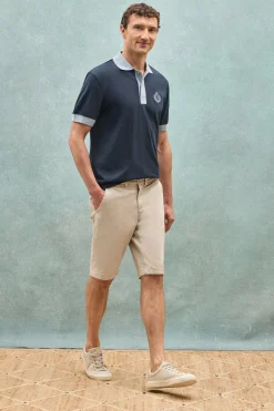 Polo azul marino Morfeo de manga corta con detalle náutico