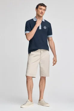 Polo azul marino Morfeo de manga corta con detalle náutico