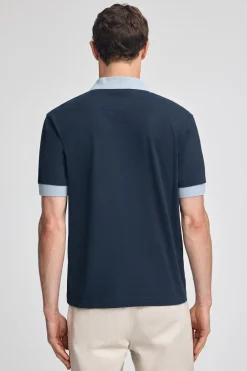 Polo azul marino Morfeo de manga corta con detalle náutico