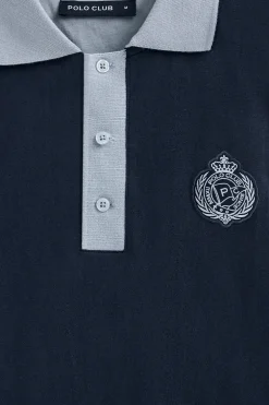 Polo azul marino Morfeo de manga corta con detalle náutico