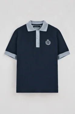 Polo azul marino Morfeo de manga corta con detalle náutico