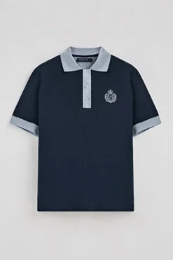 Polo azul marino Morfeo de manga corta con detalle náutico