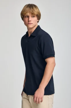 Polo azul marino Pascal sin botones con monograma bordado