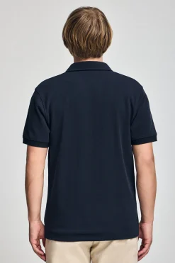 Polo azul marino Pascal sin botones con monograma bordado