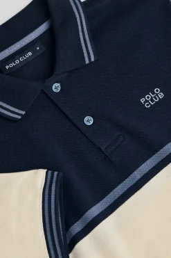 Polo azul marino Veil de piqué bicolor con detalle bordado