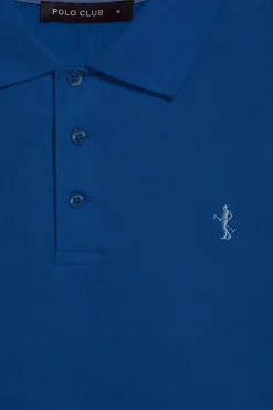 Polo azul índigo de piqué de manga corta y bordado Rigby Best