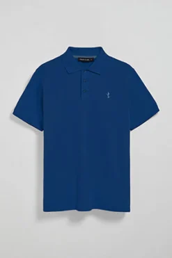 Polo azul índigo de piqué de manga corta y bordado Rigby Best
