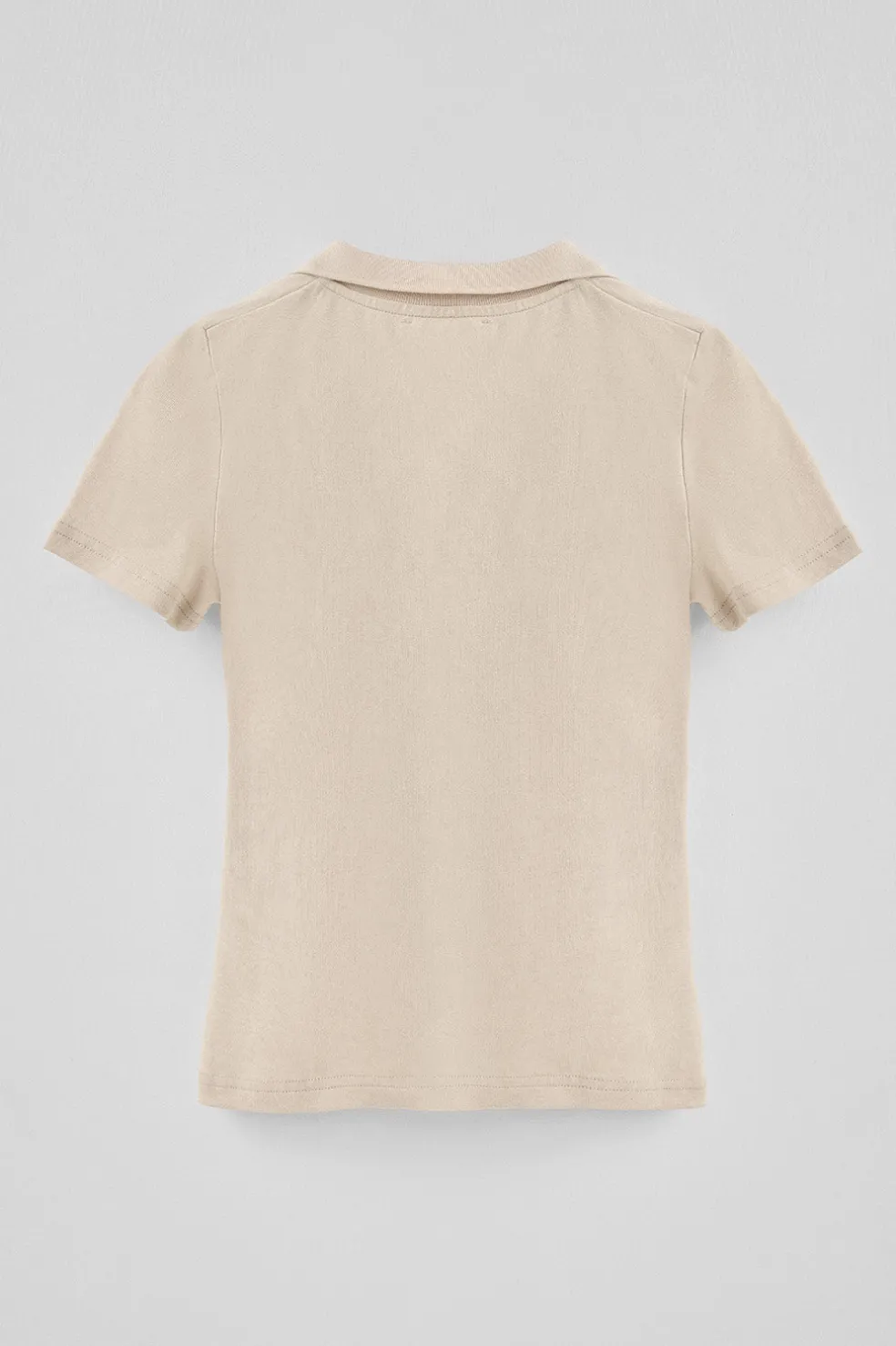 Polo beige de algodón y lino sin botones con bordado Rigby Go