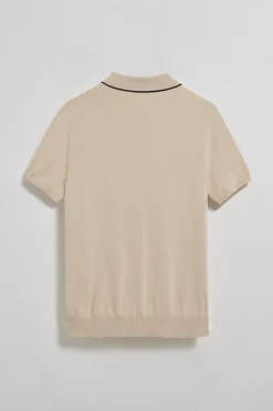 Polo beige de punto con botones y bordado Rigby Go