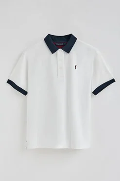 Polo blanco Dareh de manga corta y bordado Rigby Go