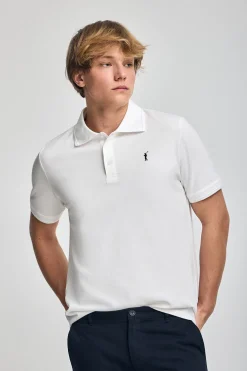 Polo blanco de manga corta y tres botones con logo bordado Rigby Go
