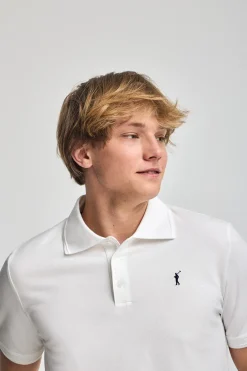 Polo blanco de manga corta y tres botones con logo bordado Rigby Go