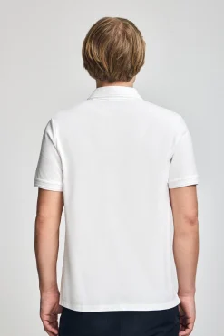 Polo blanco de manga corta y tres botones con logo bordado Rigby Go