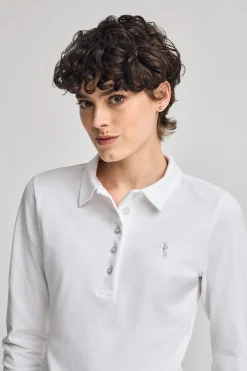 Polo blanco de manga larga de algodón y bordado Rigby Best