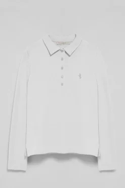 Polo blanco de manga larga de algodón y bordado Rigby Best