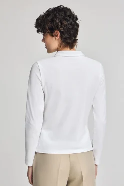 Polo blanco de manga larga de algodón y bordado Rigby Best