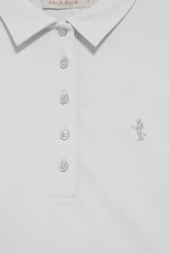 Polo blanco de manga larga de algodón y bordado Rigby Best