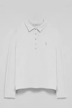 Polo blanco de manga larga de algodón y bordado Rigby Best