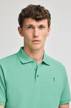 Polo color aguamarina de piqué de manga corta y bordado Rigby Best