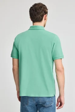 Polo color aguamarina de piqué de manga corta y bordado Rigby Best