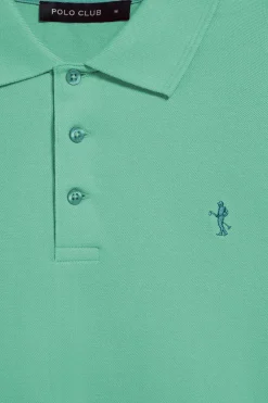 Polo color aguamarina de piqué de manga corta y bordado Rigby Best