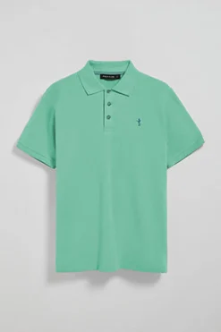Polo color aguamarina de piqué de manga corta y bordado Rigby Best