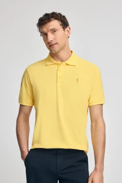 Polo color amarillo claro de piqué de manga corta y bordado Rigby Best
