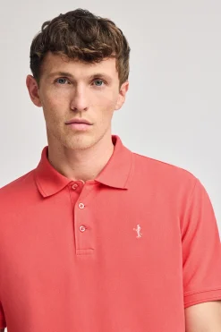 Polo color coral de piqué de manga corta y bordado Rigby Best