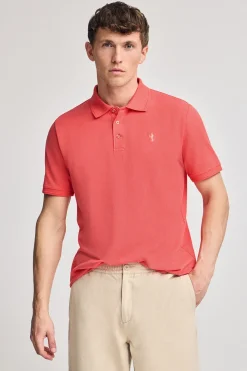 Polo color coral de piqué de manga corta y bordado Rigby Best