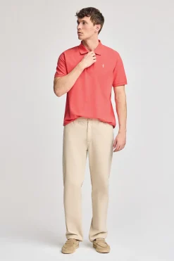 Polo color coral de piqué de manga corta y bordado Rigby Best