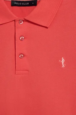 Polo color coral de piqué de manga corta y bordado Rigby Best