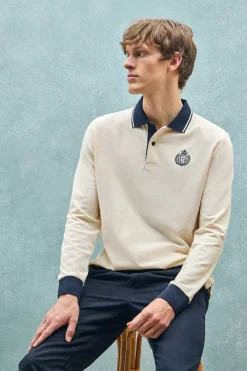 Polo color crudo de manga larga Anchor con detalle náutico